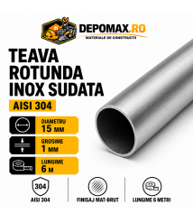 Teava rotunda inox sudata AISI 304, 15 x 1 mm, 6 metri